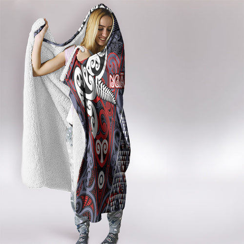 Aotearoa Iwi Ngapuhi Hooded Blanket Maori Motif Tribal