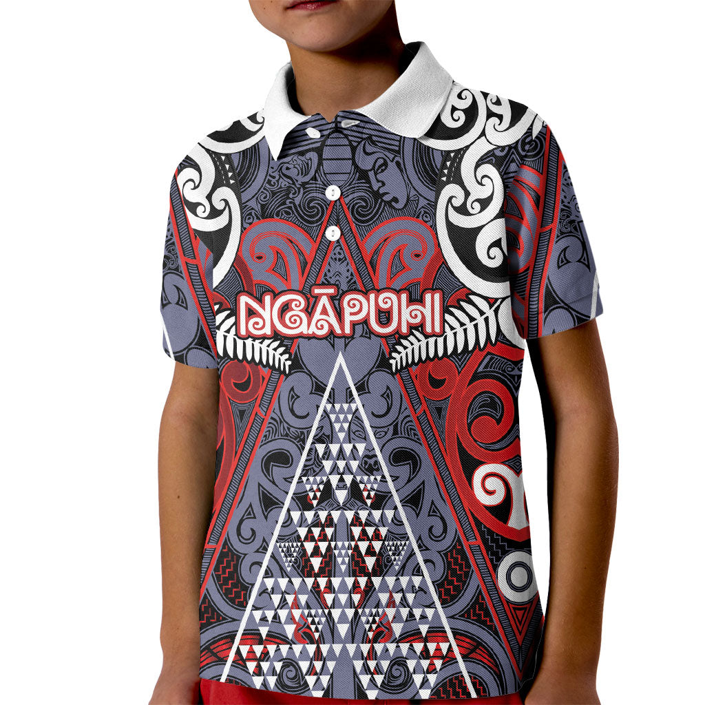 Personalised Aotearoa Iwi Ngapuhi Kid Polo Shirt Maori Motif Tribal
