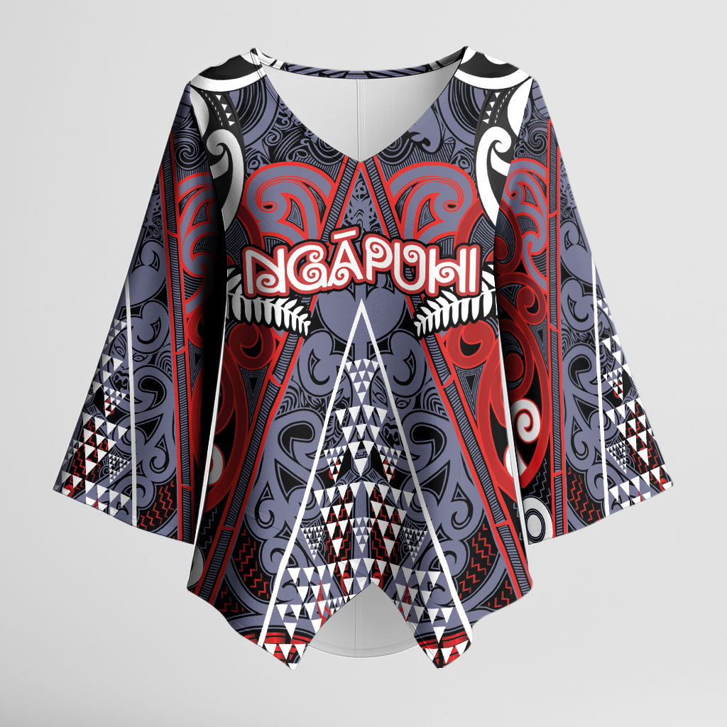 Personalised Aotearoa Iwi Ngapuhi Kimono Sleeve Blouse Maori Motif Tribal