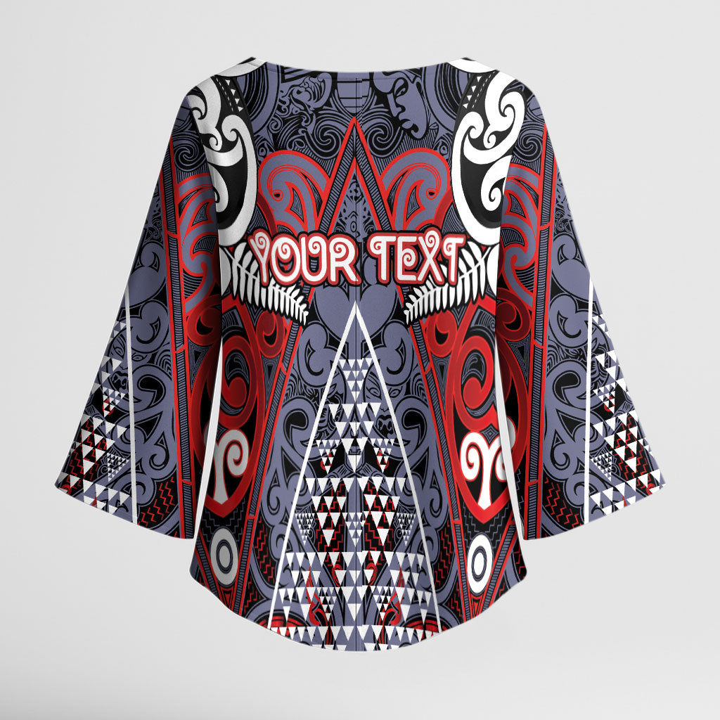Personalised Aotearoa Iwi Ngapuhi Kimono Sleeve Blouse Maori Motif Tribal