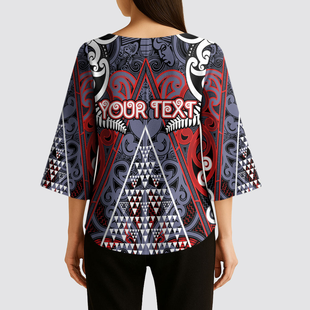 Personalised Aotearoa Iwi Ngapuhi Kimono Sleeve Blouse Maori Motif Tribal