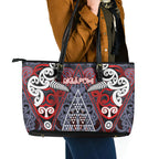 Aotearoa Iwi Ngapuhi Leather Tote Bag Maori Motif Tribal