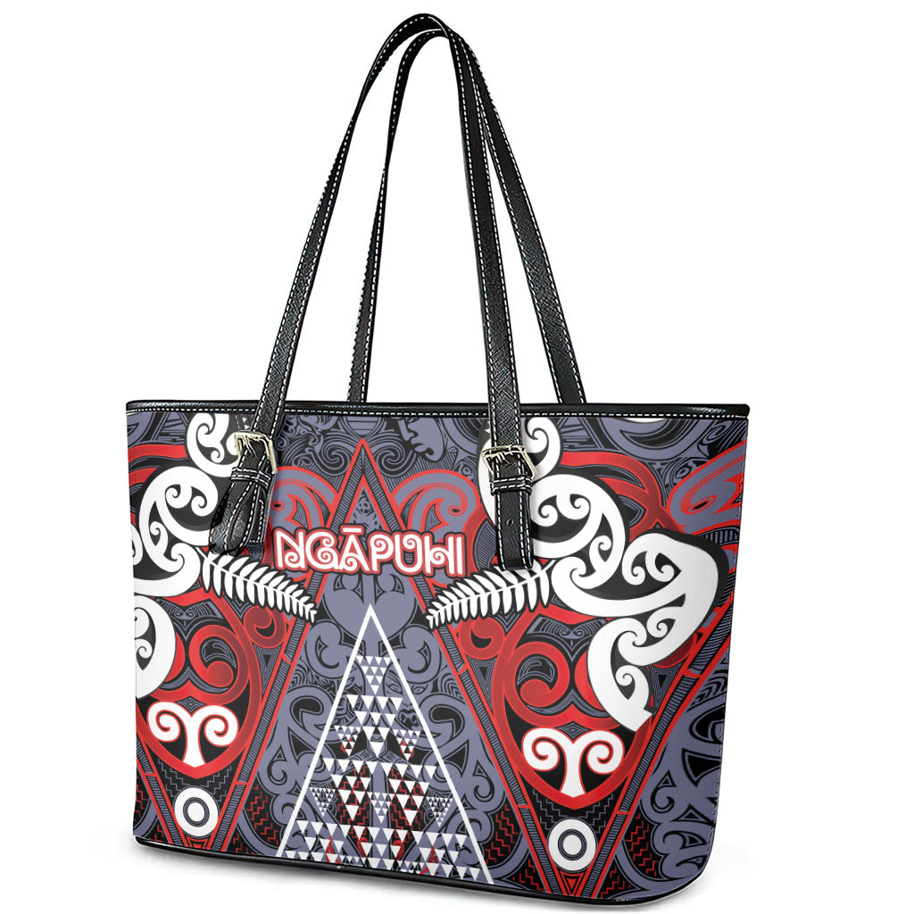 Aotearoa Iwi Ngapuhi Leather Tote Bag Maori Motif Tribal