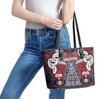 Aotearoa Iwi Ngapuhi Leather Tote Bag Maori Motif Tribal