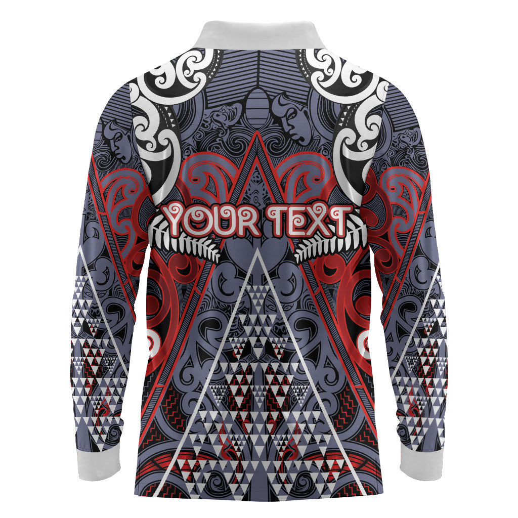 Personalised Aotearoa Iwi Ngapuhi Long Sleeve Polo Shirt Maori Motif Tribal