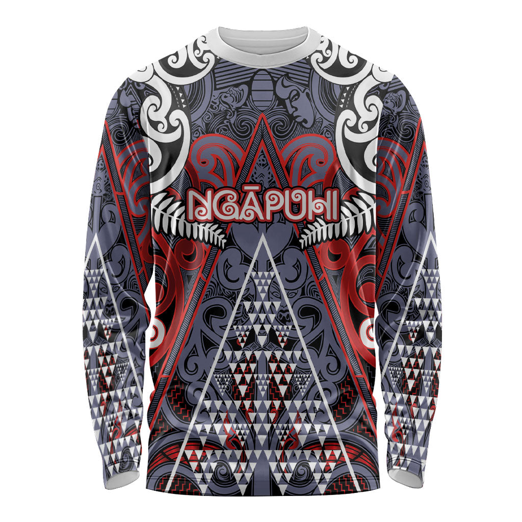 Personalised Aotearoa Iwi Ngapuhi Long Sleeve Shirt Maori Motif Tribal