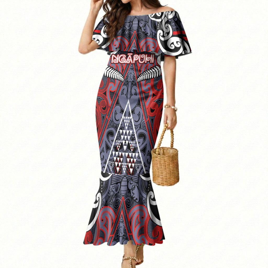 Personalised Aotearoa Iwi Ngapuhi Mermaid Dress Maori Motif Tribal
