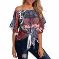 Personalised Aotearoa Iwi Ngapuhi Off Shoulder Wrap Waist Top Maori Motif Tribal
