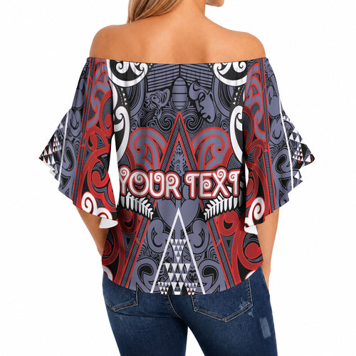 Personalised Aotearoa Iwi Ngapuhi Off Shoulder Wrap Waist Top Maori Motif Tribal