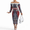 Personalised Aotearoa Iwi Ngapuhi Off The Shoulder Long Sleeve Dress Maori Motif Tribal