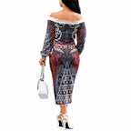 Personalised Aotearoa Iwi Ngapuhi Off The Shoulder Long Sleeve Dress Maori Motif Tribal