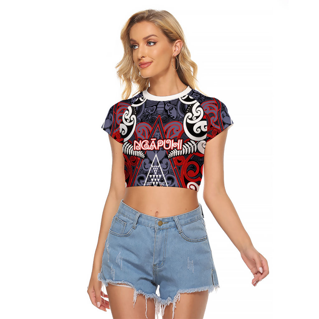 Personalised Aotearoa Iwi Ngapuhi Raglan Cropped T Shirt Maori Motif Tribal