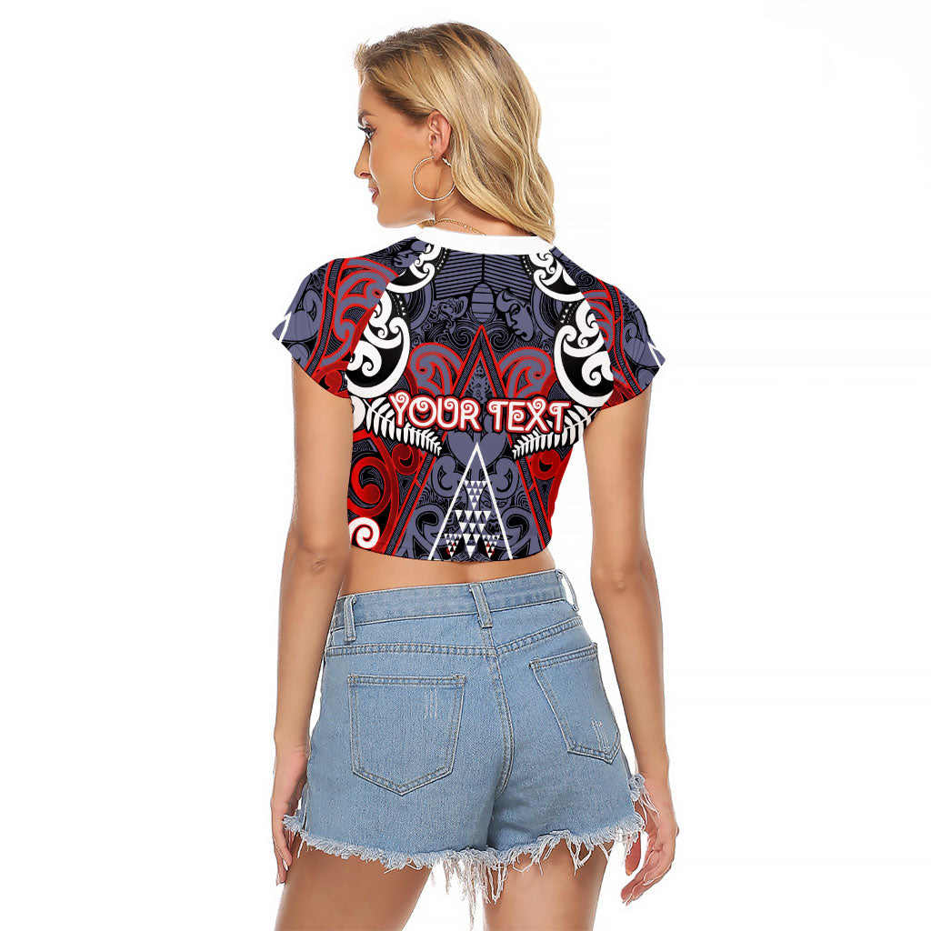 Personalised Aotearoa Iwi Ngapuhi Raglan Cropped T Shirt Maori Motif Tribal