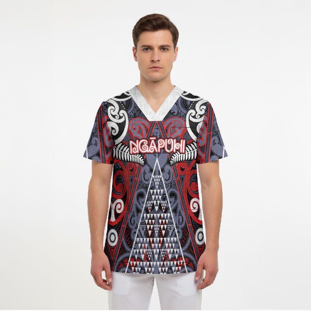 Personalised Aotearoa Iwi Ngapuhi Scrub Top Maori Motif Tribal