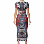 Personalised Aotearoa Iwi Ngapuhi Short Sleeve Bodycon Dress Maori Motif Tribal