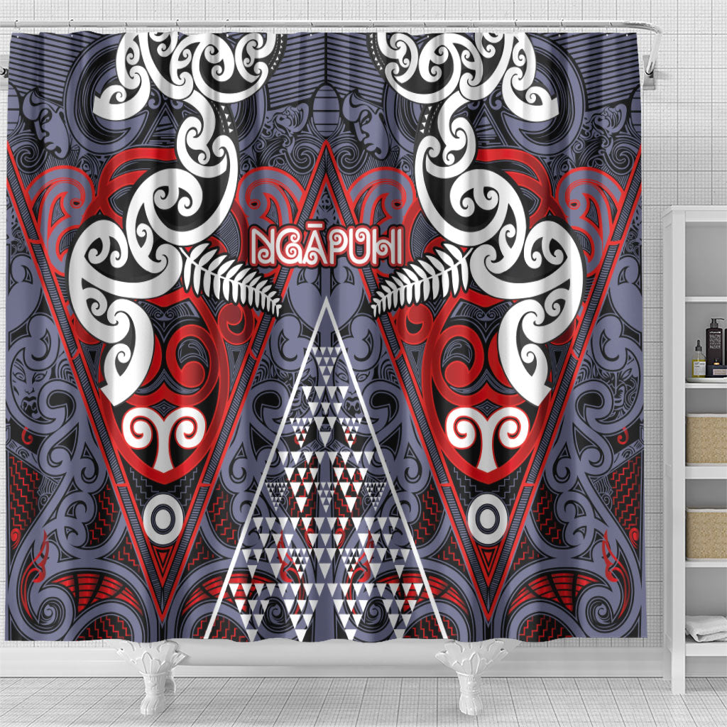 Aotearoa Iwi Ngapuhi Shower Curtain Maori Motif Tribal