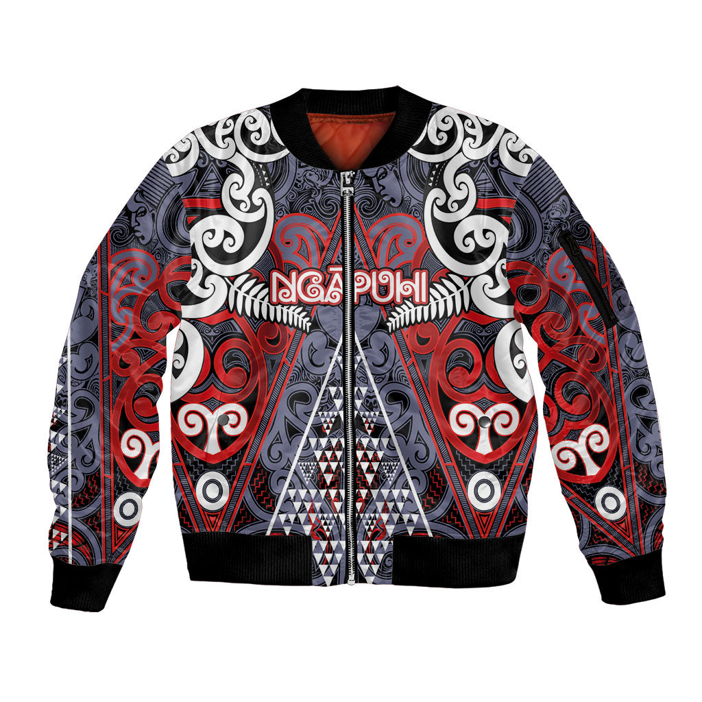 Personalised Aotearoa Iwi Ngapuhi Sleeve Zip Bomber Jacket Maori Motif Tribal