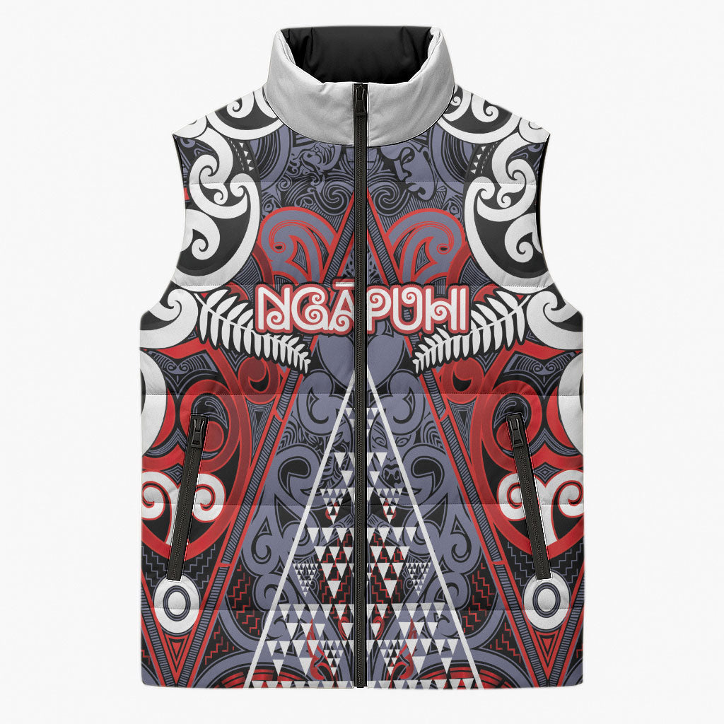 Personalised Aotearoa Iwi Ngapuhi Sleeveless Puffer Jacket Maori Motif Tribal