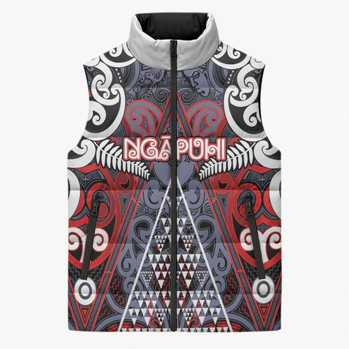 Personalised Aotearoa Iwi Ngapuhi Sleeveless Puffer Jacket Maori Motif Tribal