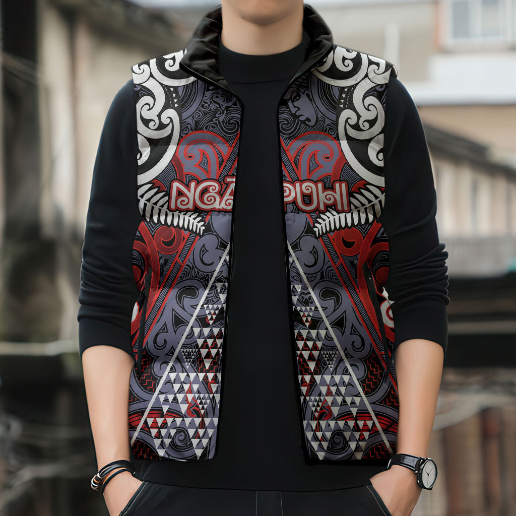 Personalised Aotearoa Iwi Ngapuhi Sleeveless Puffer Jacket Maori Motif Tribal