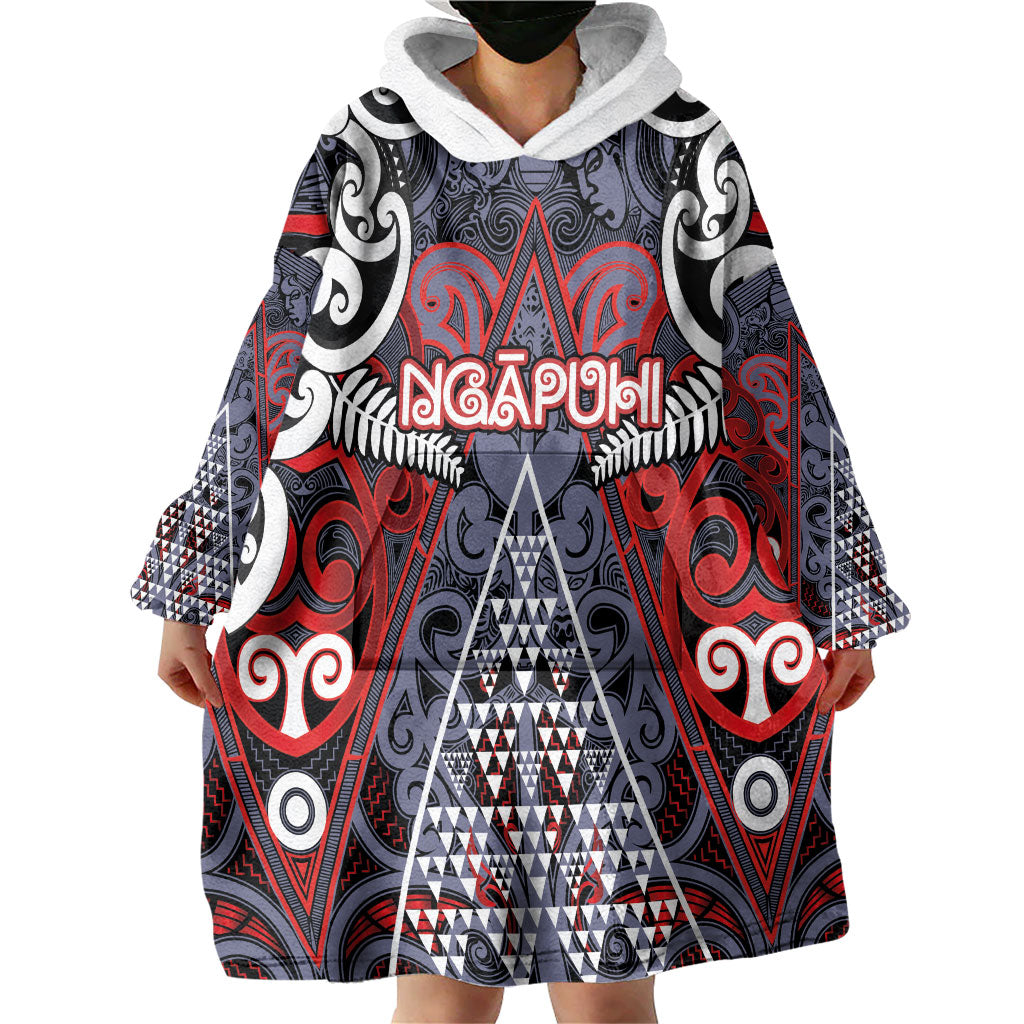 Personalised Aotearoa Iwi Ngapuhi Wearable Blanket Hoodie Maori Motif Tribal