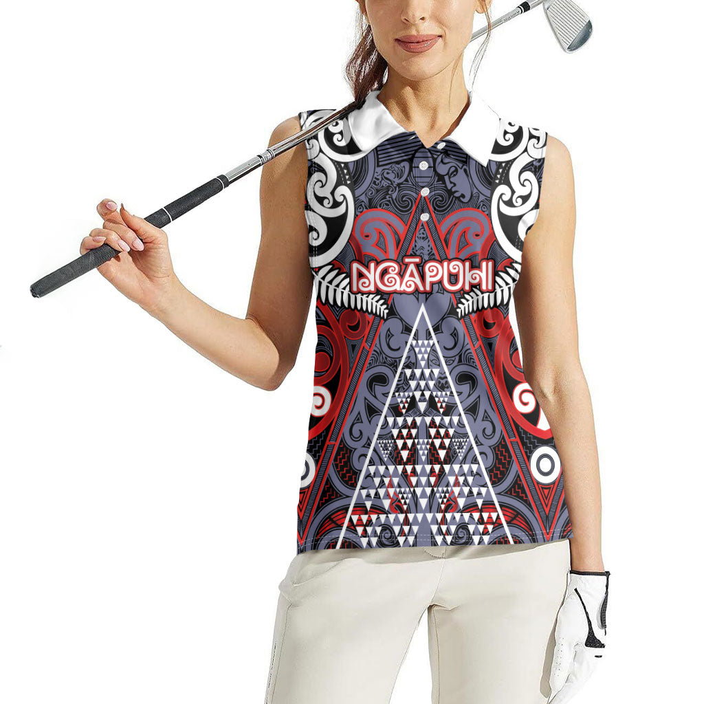 Personalised Aotearoa Iwi Ngapuhi Women Sleeveless Polo Shirt Maori Motif Tribal