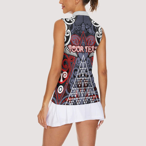 Personalised Aotearoa Iwi Ngapuhi Women Sleeveless Polo Shirt Maori Motif Tribal