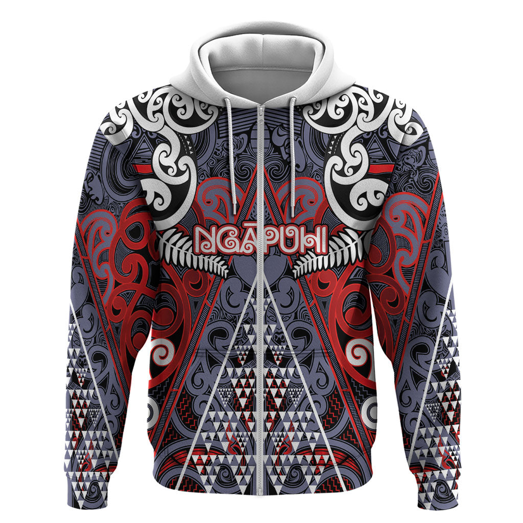 Personalised Aotearoa Iwi Ngapuhi Zip Hoodie Maori Motif Tribal
