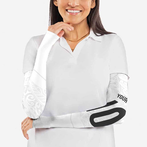 Custom New Zealand Football Arm Sleeves The Whites-Sporty T90 Style - Aussie Hoodie