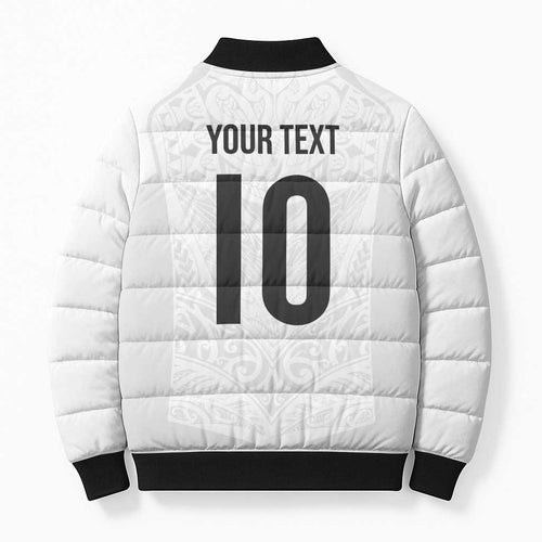 Custom New Zealand Football Bomber Puffer Jacket The Whites-Sporty T90 Style - Aussie Hoodie
