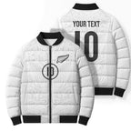 Custom New Zealand Football Bomber Puffer Jacket The Whites-Sporty T90 Style - Aussie Hoodie