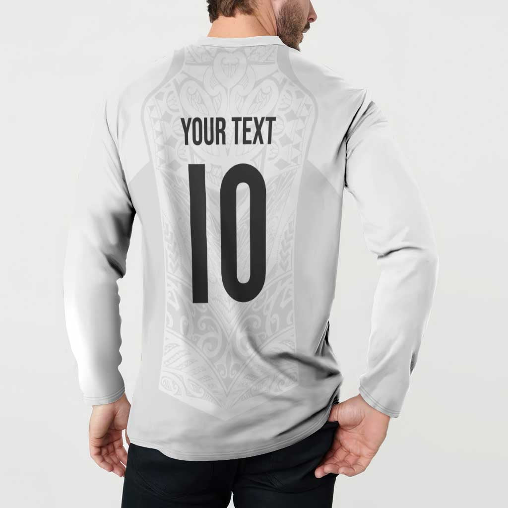 Custom New Zealand Football Button Sweatshirt The Whites-Sporty T90 Style - Aussie Hoodie