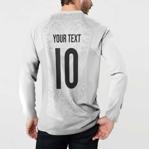 Custom New Zealand Football Button Sweatshirt The Whites-Sporty T90 Style - Aussie Hoodie