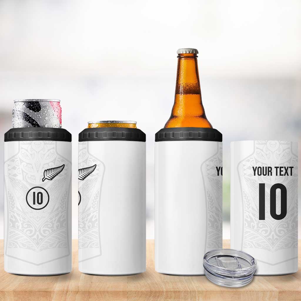Custom New Zealand Football 4 in 1 Can Cooler Tumbler The Whites-Sporty T90 Style - Aussie Hoodie