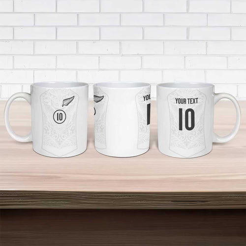 Custom New Zealand Football Ceramic Mug The Whites-Sporty T90 Style - Aussie Hoodie