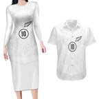 Custom New Zealand Football Couples Matching Long Sleeve Bodycon Dress and Hawaiian Shirt The Whites-Sporty T90 Style - Aussie Hoodie