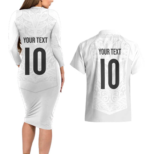 Custom New Zealand Football Couples Matching Long Sleeve Bodycon Dress and Hawaiian Shirt The Whites-Sporty T90 Style - Aussie Hoodie
