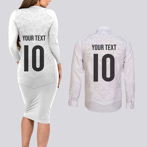 Custom New Zealand Football Couples Matching Long Sleeve Bodycon Dress and Long Sleeve Button Shirt The Whites-Sporty T90 Style - Aussie Hoodie