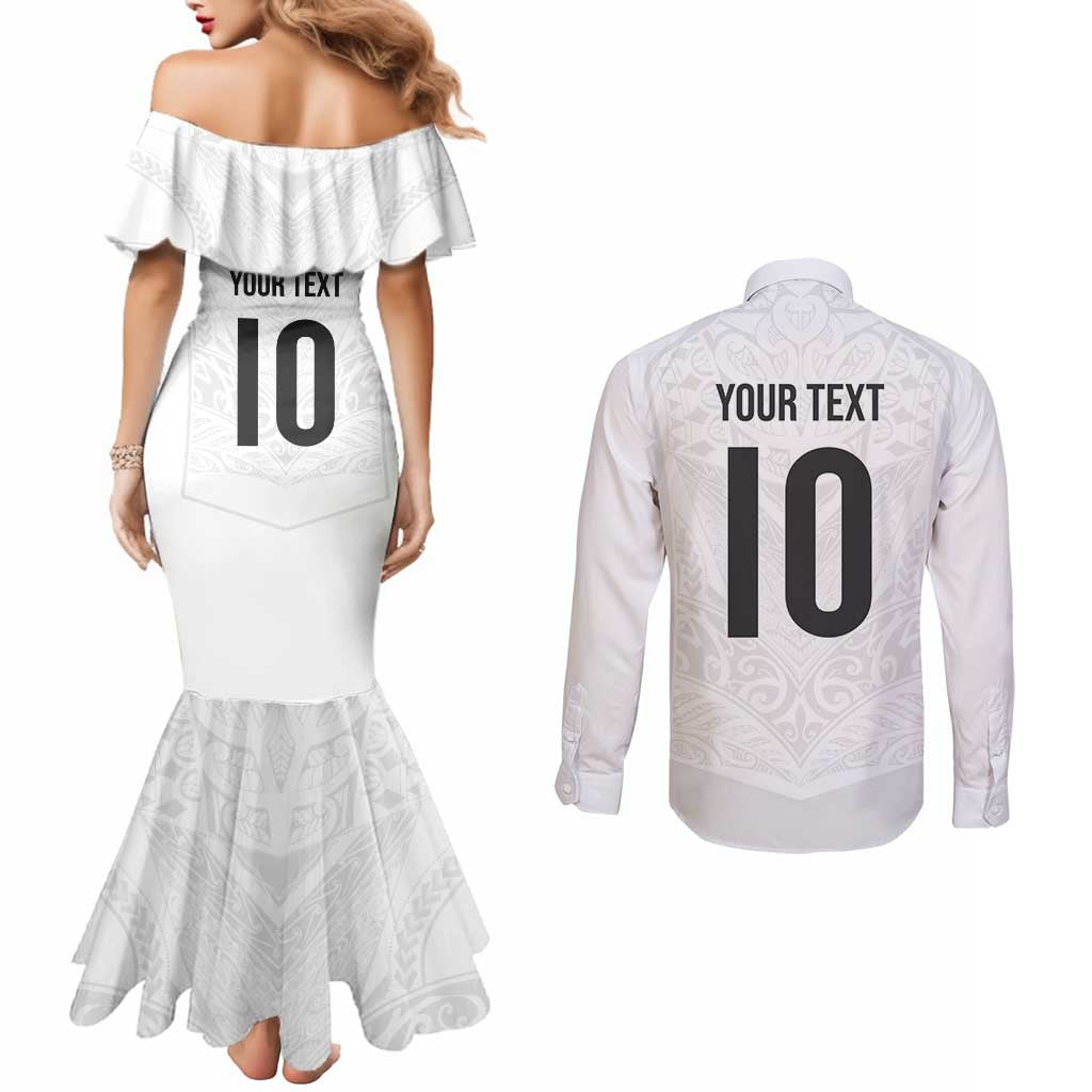 Custom New Zealand Football Couples Matching Mermaid Dress and Long Sleeve Button Shirt The Whites-Sporty T90 Style - Aussie Hoodie