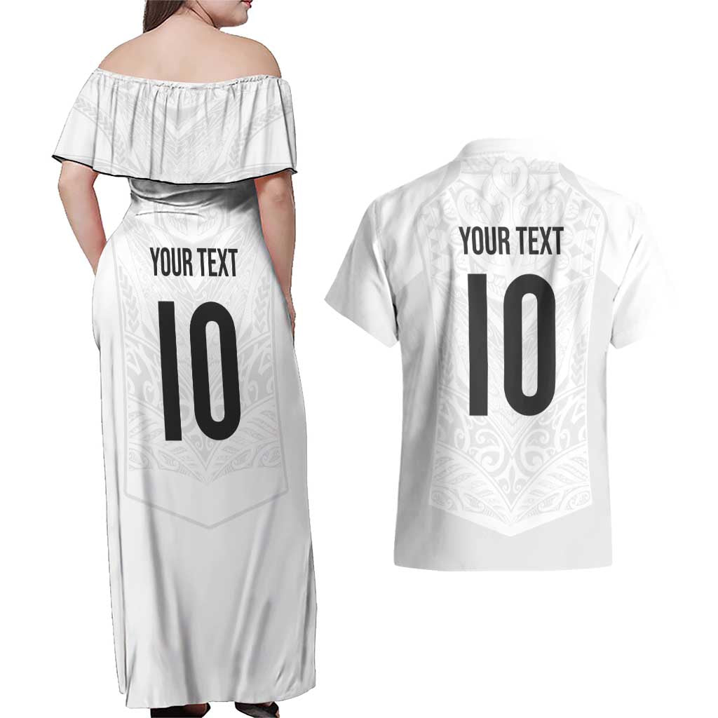 Custom New Zealand Football Couples Matching Off Shoulder Maxi Dress and Hawaiian Shirt The Whites-Sporty T90 Style - Aussie Hoodie