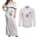 Custom New Zealand Football Couples Matching Off Shoulder Maxi Dress and Long Sleeve Button Shirt The Whites-Sporty T90 Style - Aussie Hoodie
