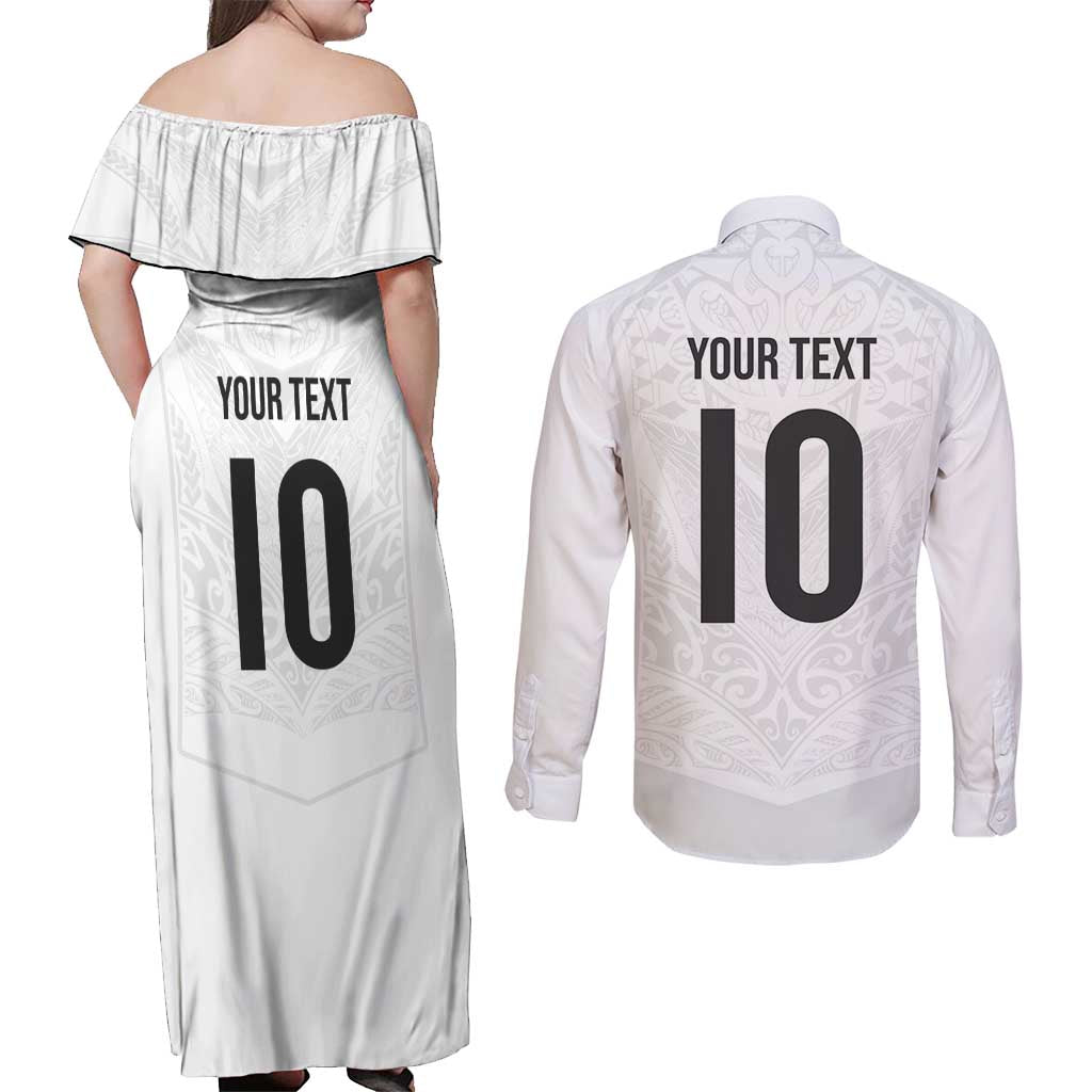 Custom New Zealand Football Couples Matching Off Shoulder Maxi Dress and Long Sleeve Button Shirt The Whites-Sporty T90 Style - Aussie Hoodie