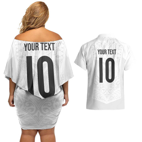 Custom New Zealand Football Couples Matching Off Shoulder Short Dress and Hawaiian Shirt The Whites-Sporty T90 Style - Aussie Hoodie