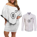Custom New Zealand Football Couples Matching Off Shoulder Short Dress and Long Sleeve Button Shirt The Whites-Sporty T90 Style - Aussie Hoodie
