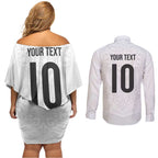 Custom New Zealand Football Couples Matching Off Shoulder Short Dress and Long Sleeve Button Shirt The Whites-Sporty T90 Style - Aussie Hoodie