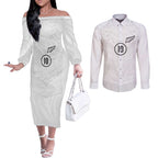 Custom New Zealand Football Couples Matching Off The Shoulder Long Sleeve Dress and Long Sleeve Button Shirt The Whites-Sporty T90 Style - Aussie Hoodie