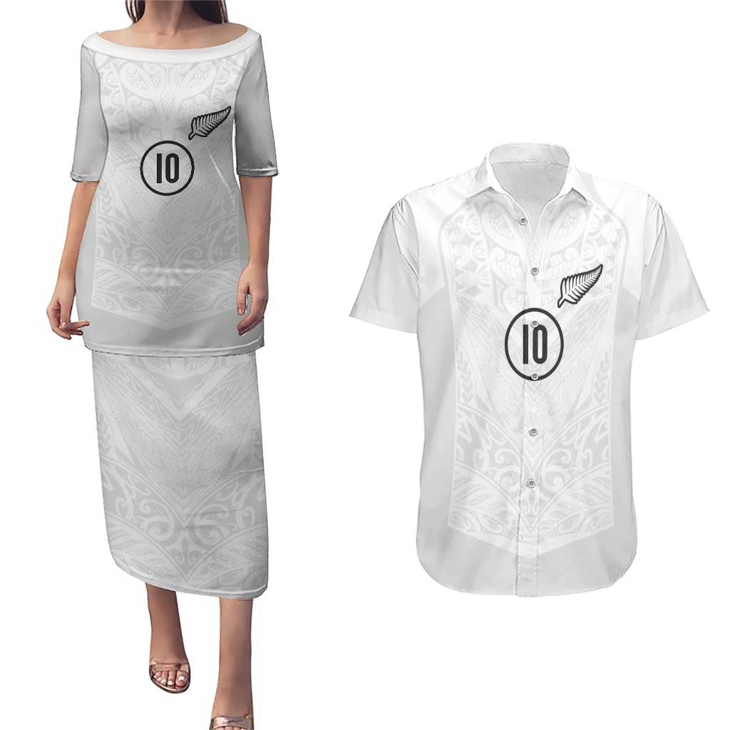 Custom New Zealand Football Couples Matching Puletasi and Hawaiian Shirt The Whites-Sporty T90 Style - Aussie Hoodie