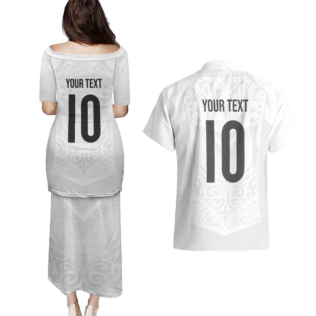 Custom New Zealand Football Couples Matching Puletasi and Hawaiian Shirt The Whites-Sporty T90 Style - Aussie Hoodie