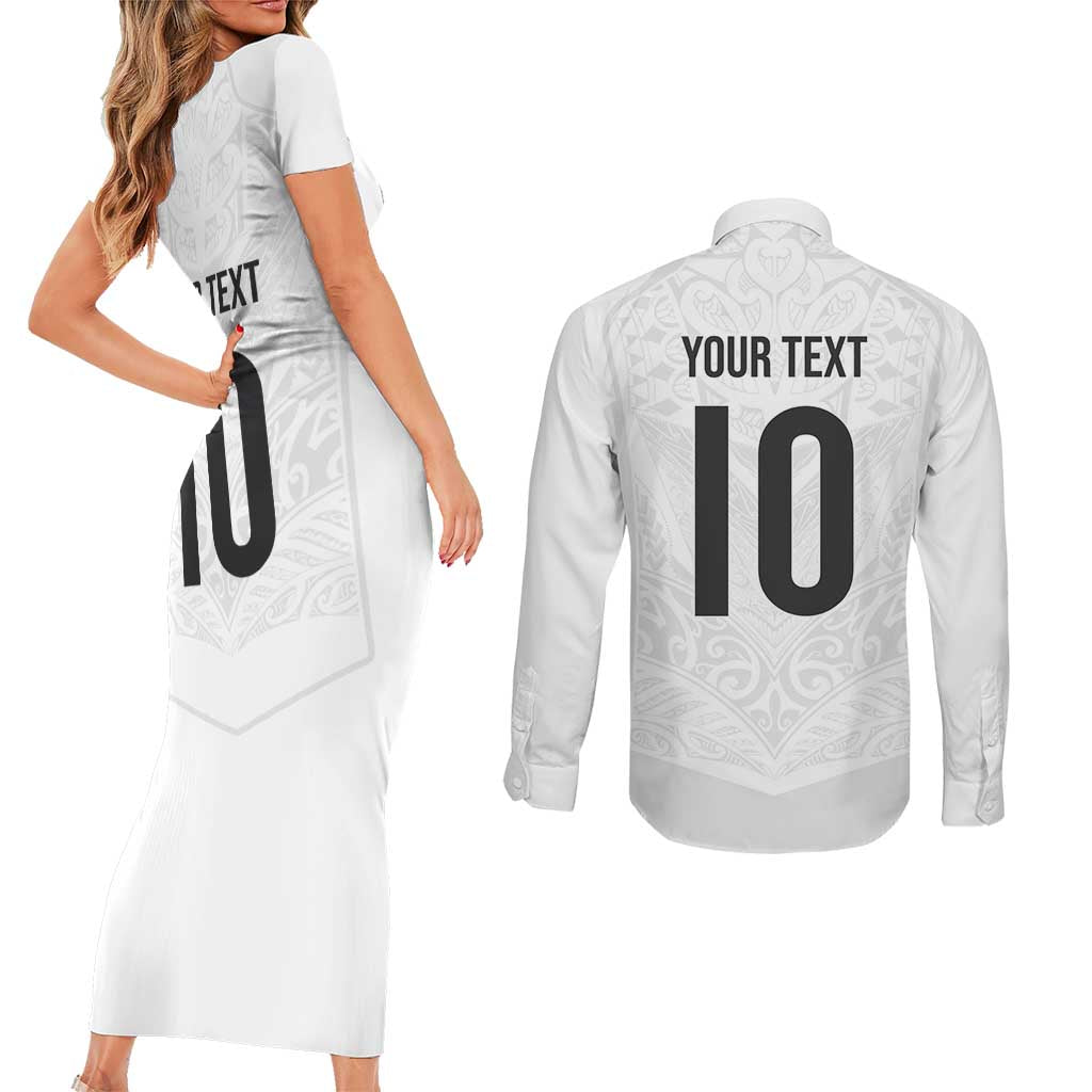 Custom New Zealand Football Couples Matching Short Sleeve Bodycon Dress and Long Sleeve Button Shirt The Whites-Sporty T90 Style - Aussie Hoodie