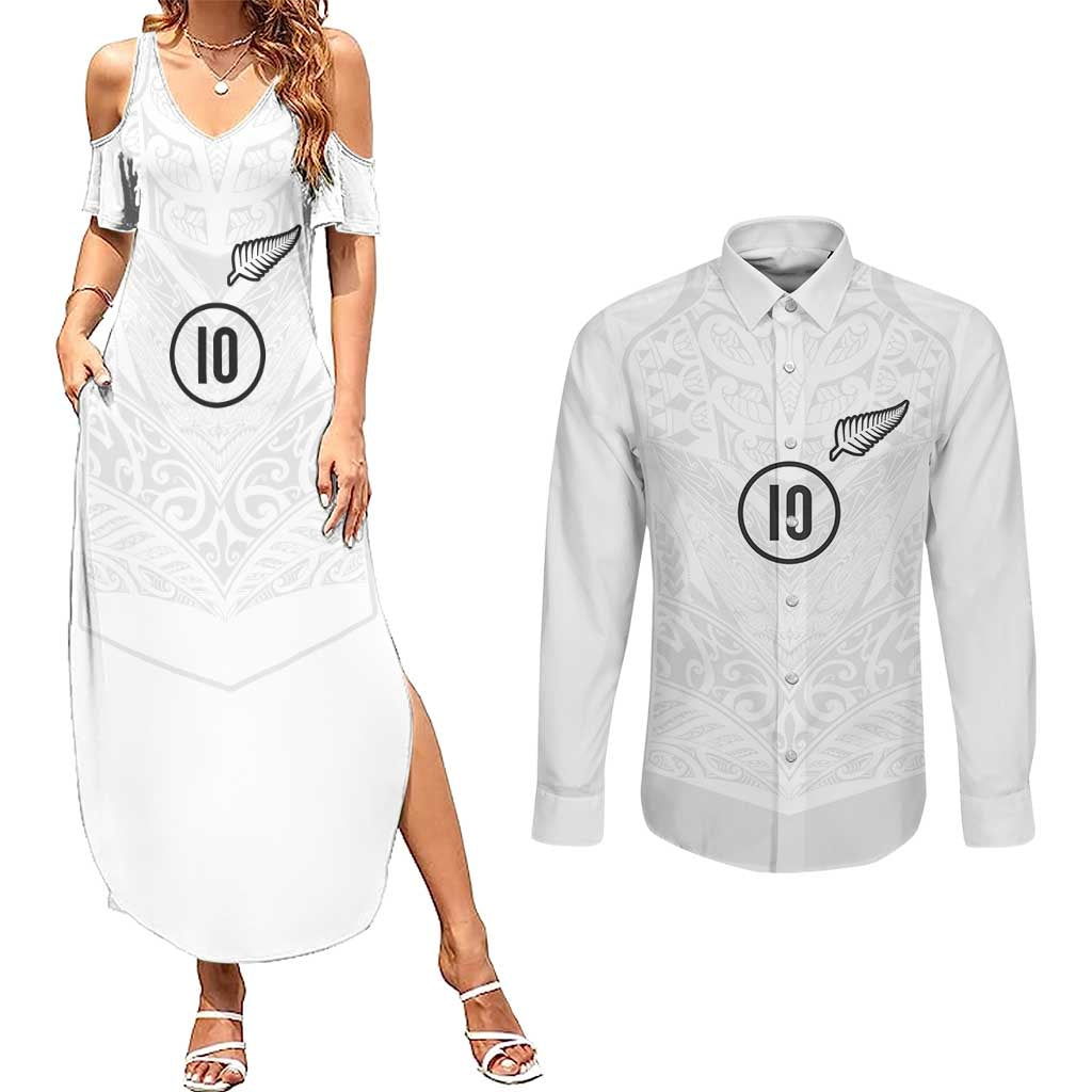 Custom New Zealand Football Couples Matching Summer Maxi Dress and Long Sleeve Button Shirt The Whites-Sporty T90 Style - Aussie Hoodie